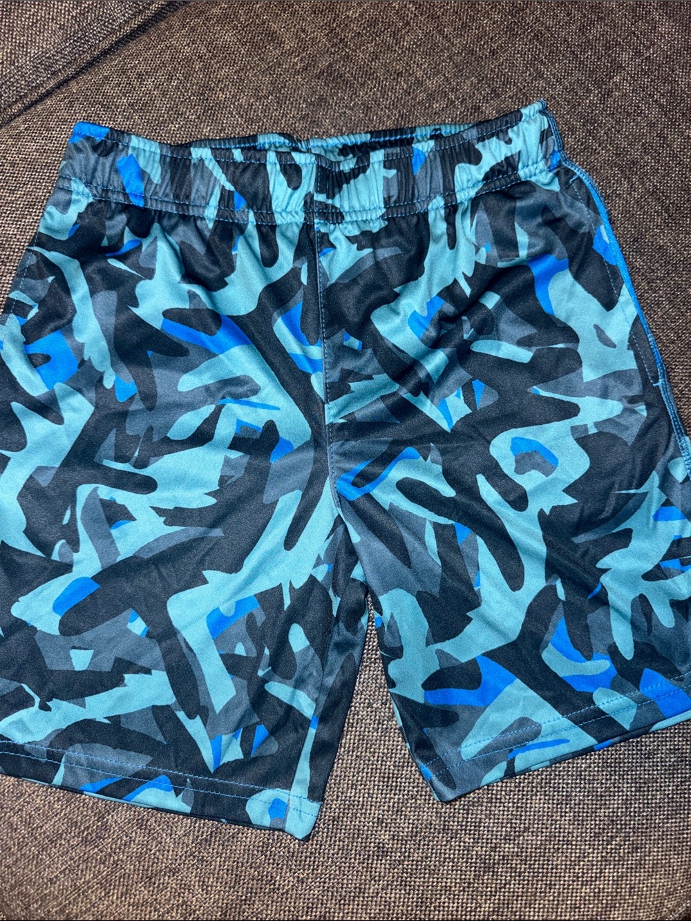 Boy’s Athletic Camo Shorts in Blue & Black